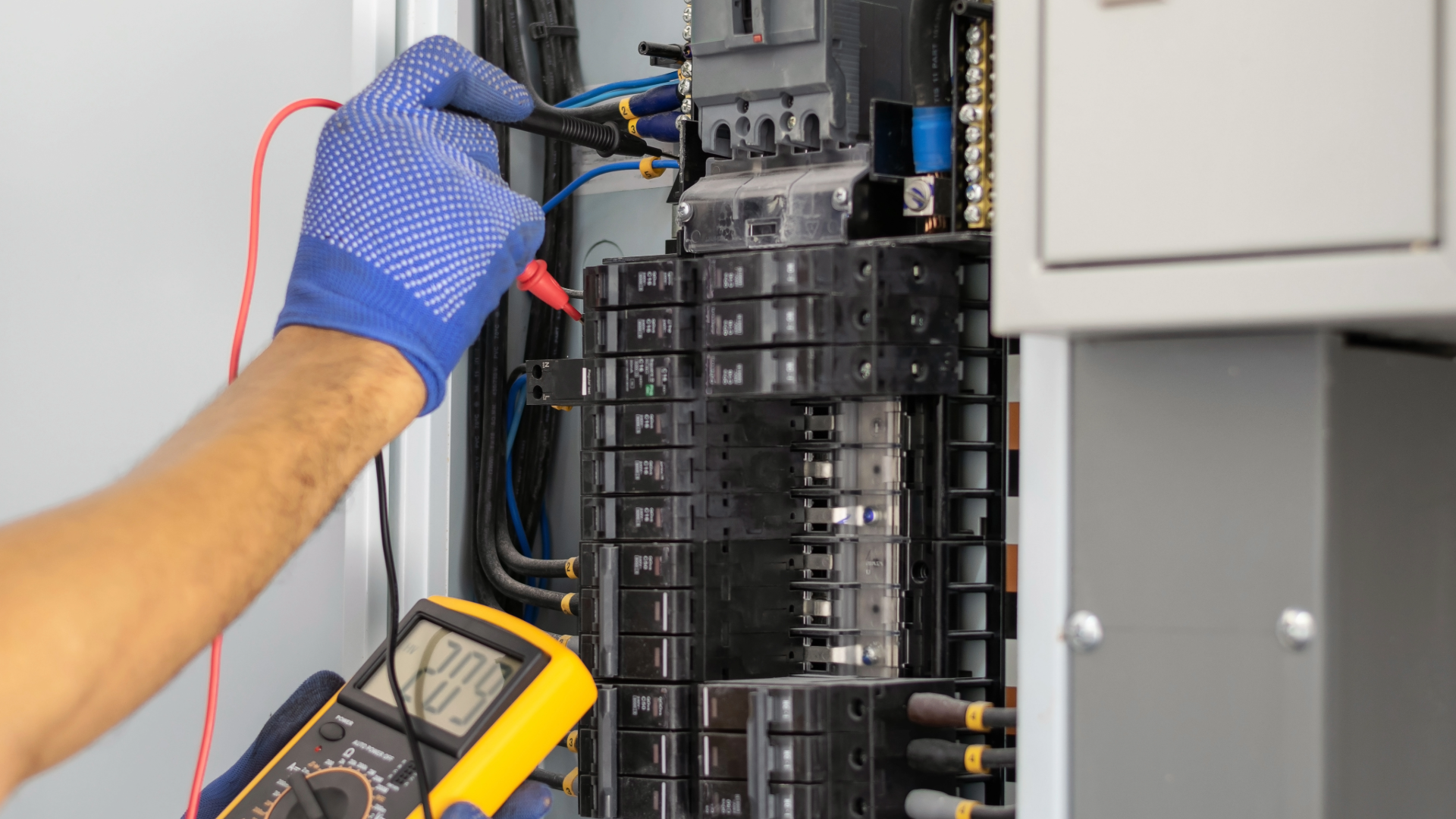 NDL electrician working on a residential electrical panel near Naples, New York