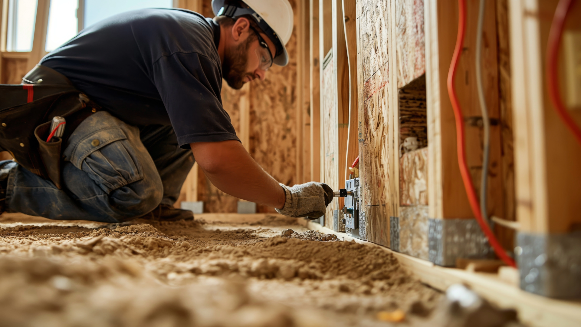 NDL electrician inspecting an electrical panel during a maintenance visit in Rochester, New York